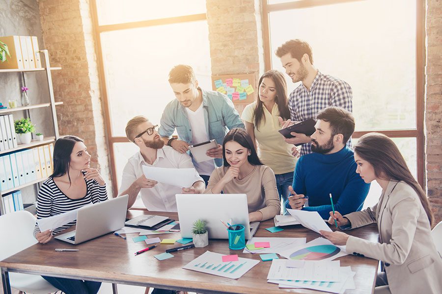A team meeting in the workplace